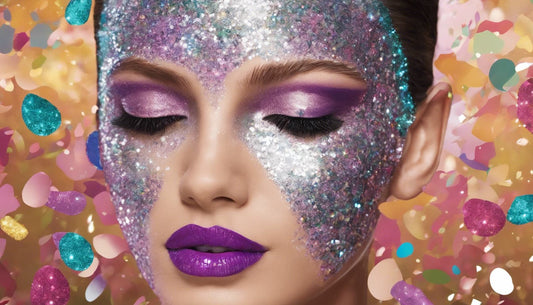 glitter face with colourful background